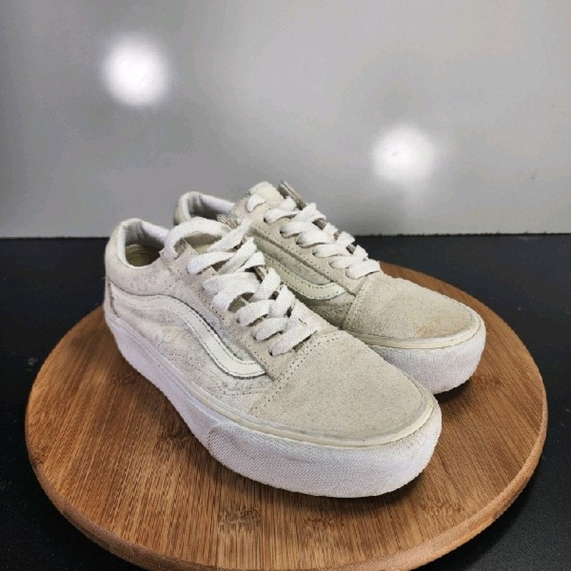 VANS Old Skool Low Sz 7 Womens 008948 Cream White Skateboarding Sneakers Shoes