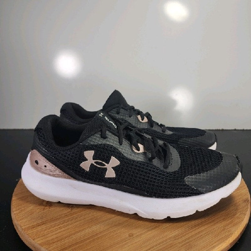 Under Armour Surge 3 Low Sz 11 Womens 008927 Black Pink Running Sneakers Shoes