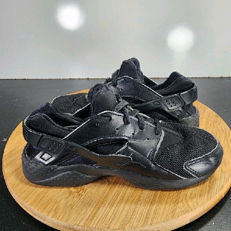 Nike Air Huarache Run Low Sz 3 Big Kids 009203 Triple Black Athletic Sneakers