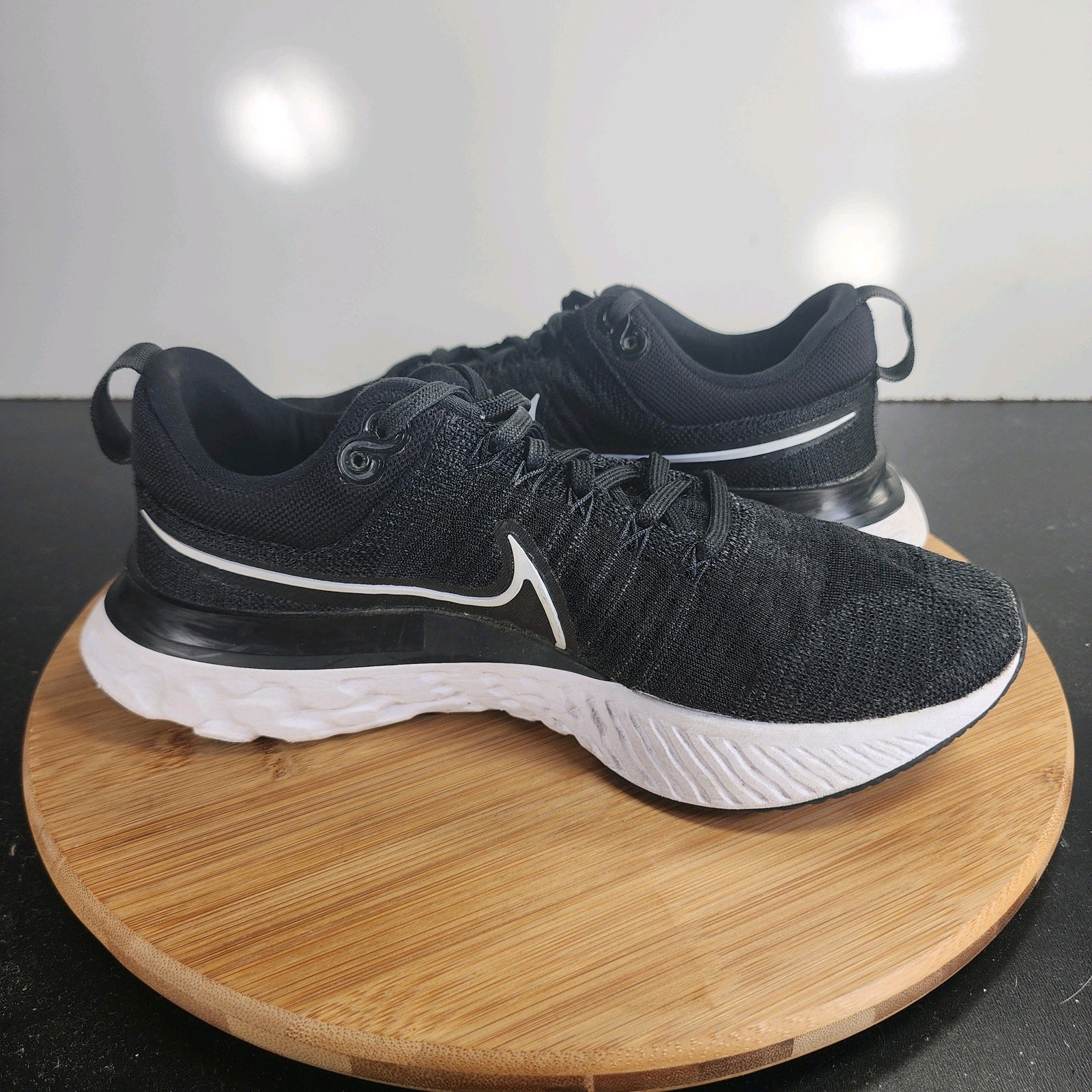 Women's Nike React Infinity Run Low Sz 9 009838 Black Flyknit Running Sneakers