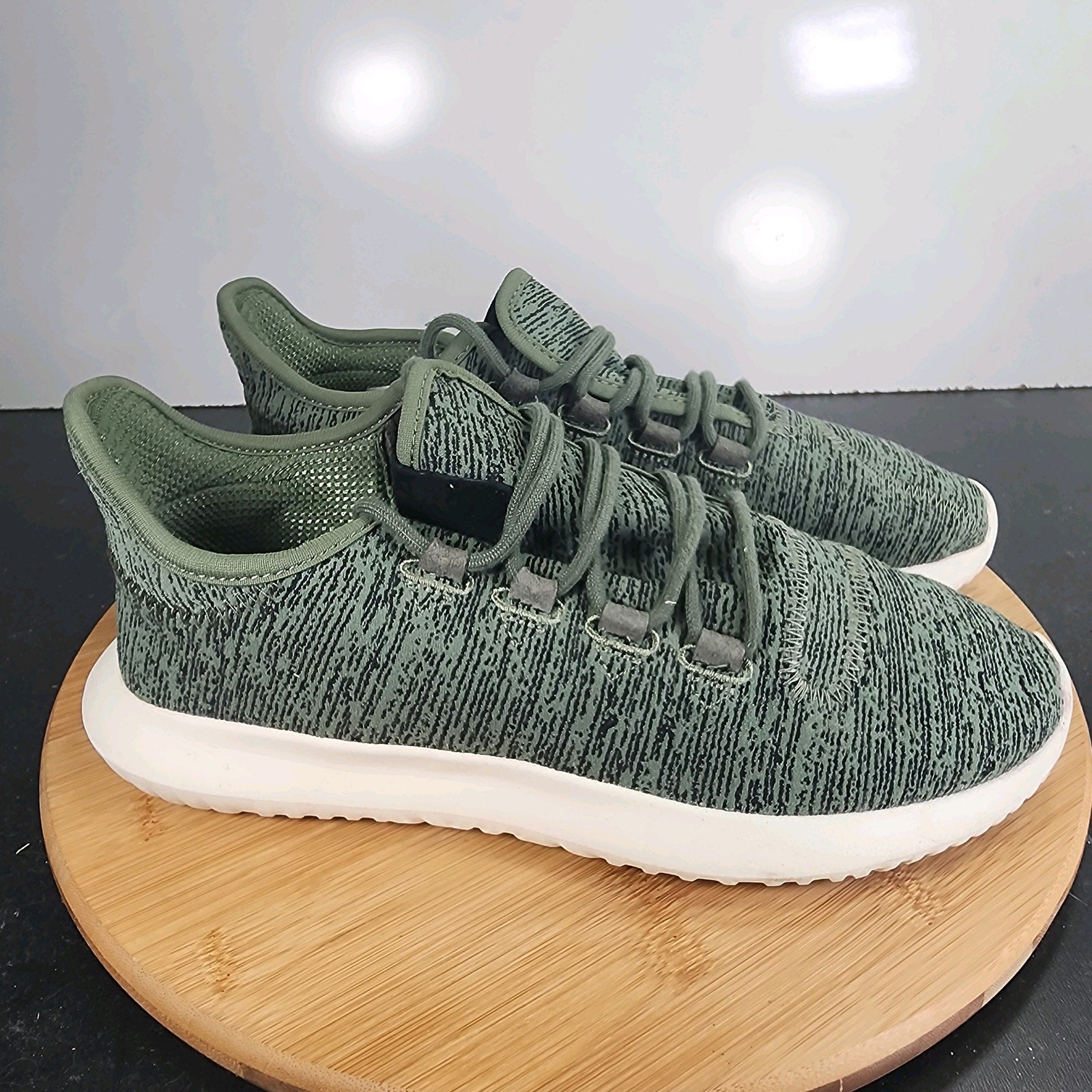 Women's Adidas Tubular Shadow Sz 9.5 010077 Green Knit Casual Walking Sneakers