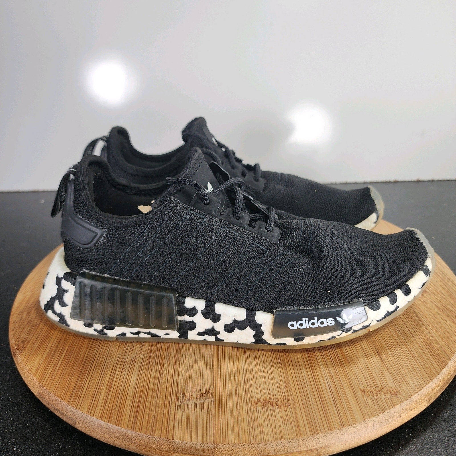 adidas NMD_R1 Low Sz 5.5 Youth=6.5Womens 009642 Black Primeknit Running Sneakers