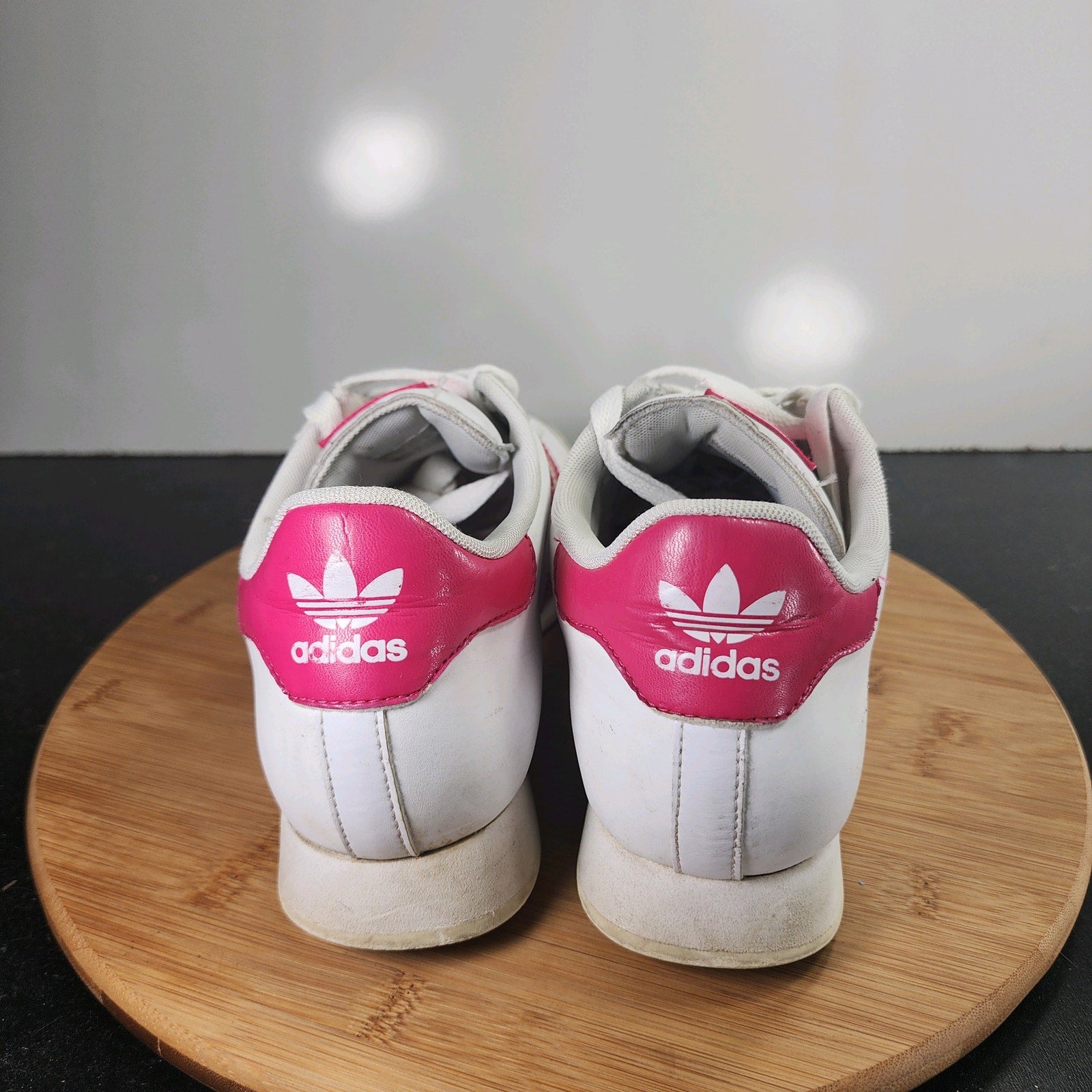 Womens Adidas Gazelle Low Sz 9 010200 White Pink Leather Casual Walking Sneakers