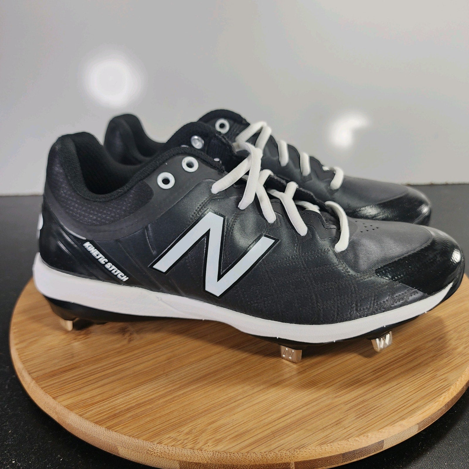 New Balance 4040 Sz 7Youth=8.5Womens 009624 Black Leather Baseball Cleats Shoes