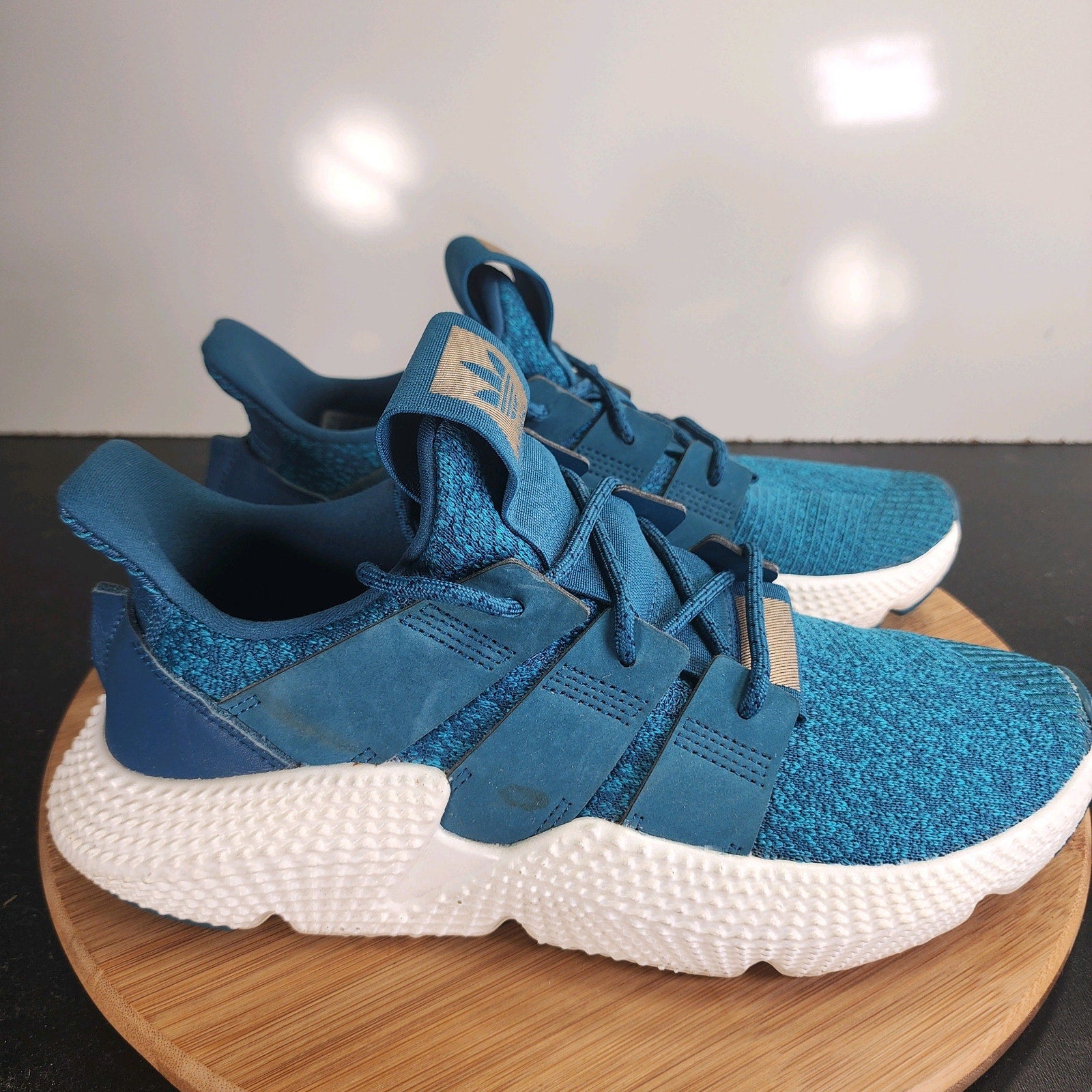 Womens adidas Prophere Low Sz 9 010089 Teal Blue Knit Running Training Sneakers