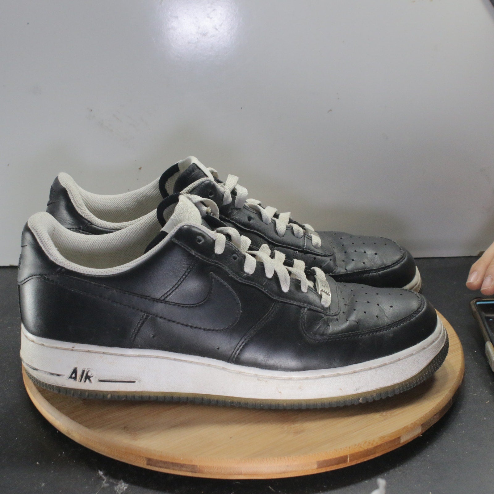 Nike Af1 Air Force 1'07 Low Sz 12Mens 008330 Black White Leather Casual Sneakers