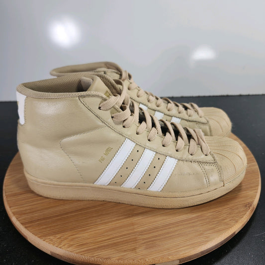 Sz 6Youth Fit 7.5Women's adidas Pro Model 009804 Tan Leather Basketball Sneakers