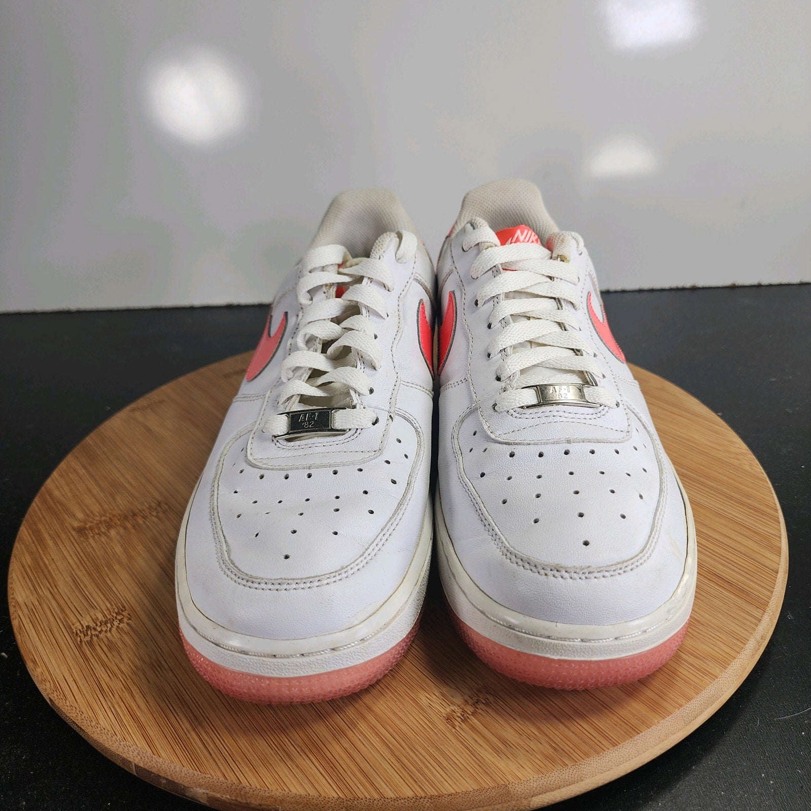 Nike Af1 Air Force 1 Low Sz 8 Womens 009764 White Red Leather Casual Sneakers