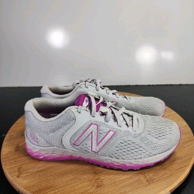 New Balance Fresh Foam Sz 3 Big Kids 009189 Gray Purple Running Sneakers Shoes