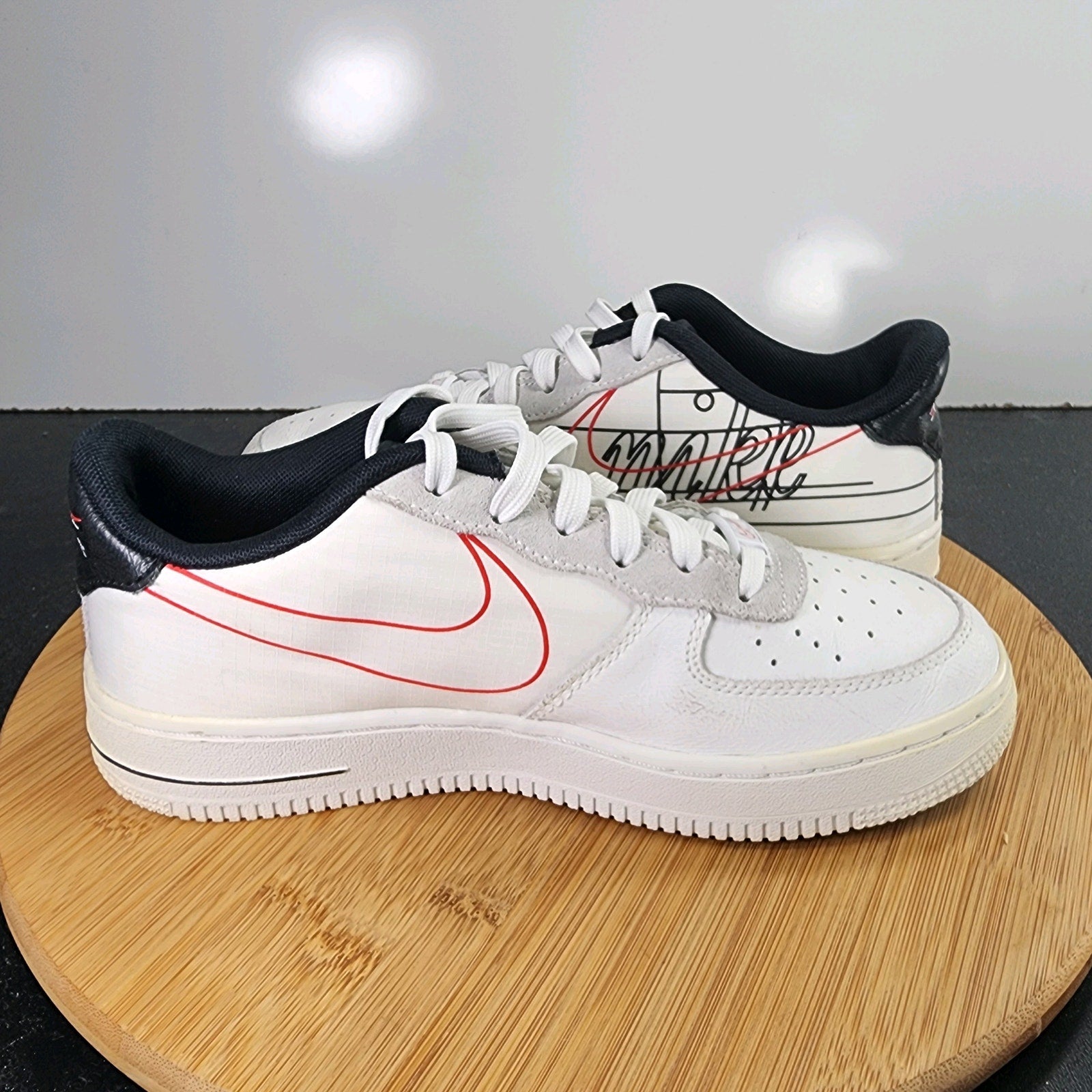 Sz 5.5Youth Fit 7Womens Nike Af1 Air Force1 010243 White Leather Casual Sneakers