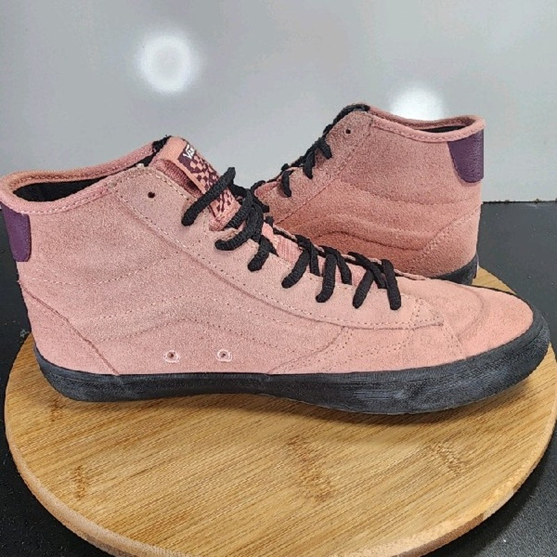 VANS The Lizzie Hi Sz 10.5 Womens 009099 Pink Black Suede Skating Sneakers Shoes