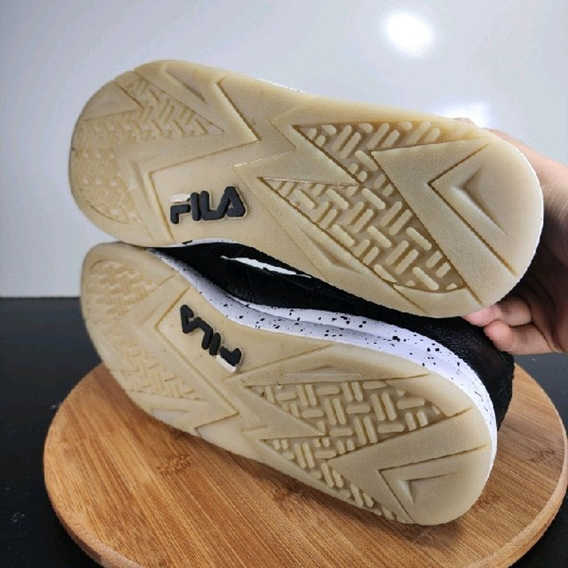 FILA Cage Mid Sz 11.5 Mens 008846 Black White Leather Basketball Sneakers Shoes