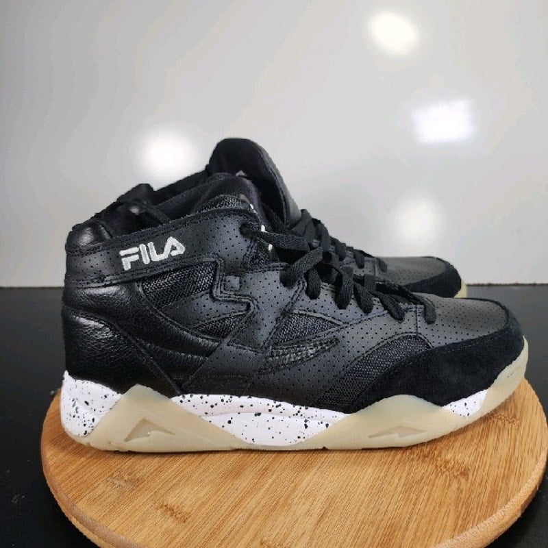 FILA Cage Mid Sz 11.5 Mens 008846 Black White Leather Basketball Sneakers Shoes