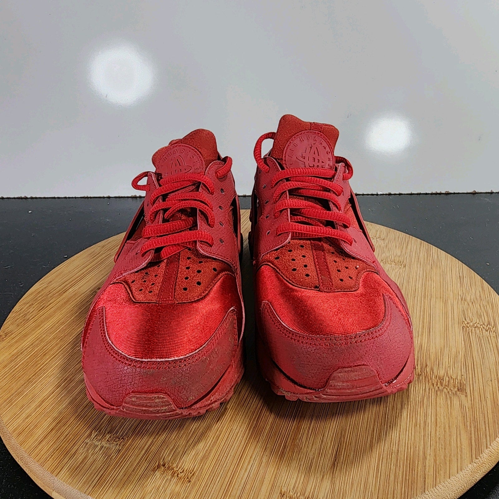 Nike Air Huarache Run Low Sz 7 Womens 009543 All Red Mesh Athletic Sneakers