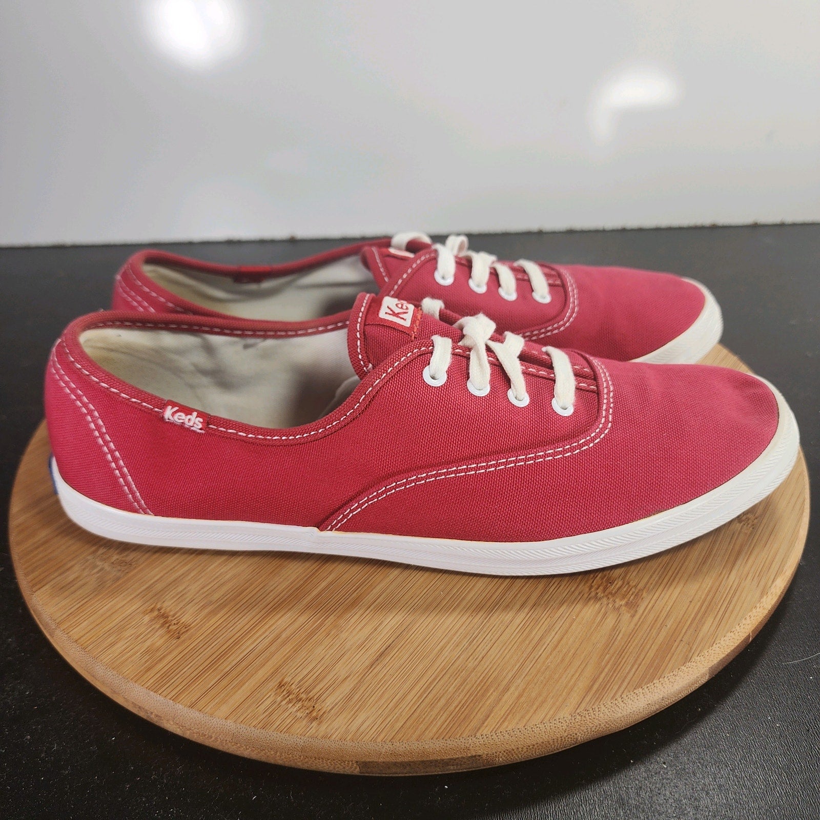 Womens Keds Champion Low Sz 11 009789 Red Canvas Flat Casual Sneakers Shoes