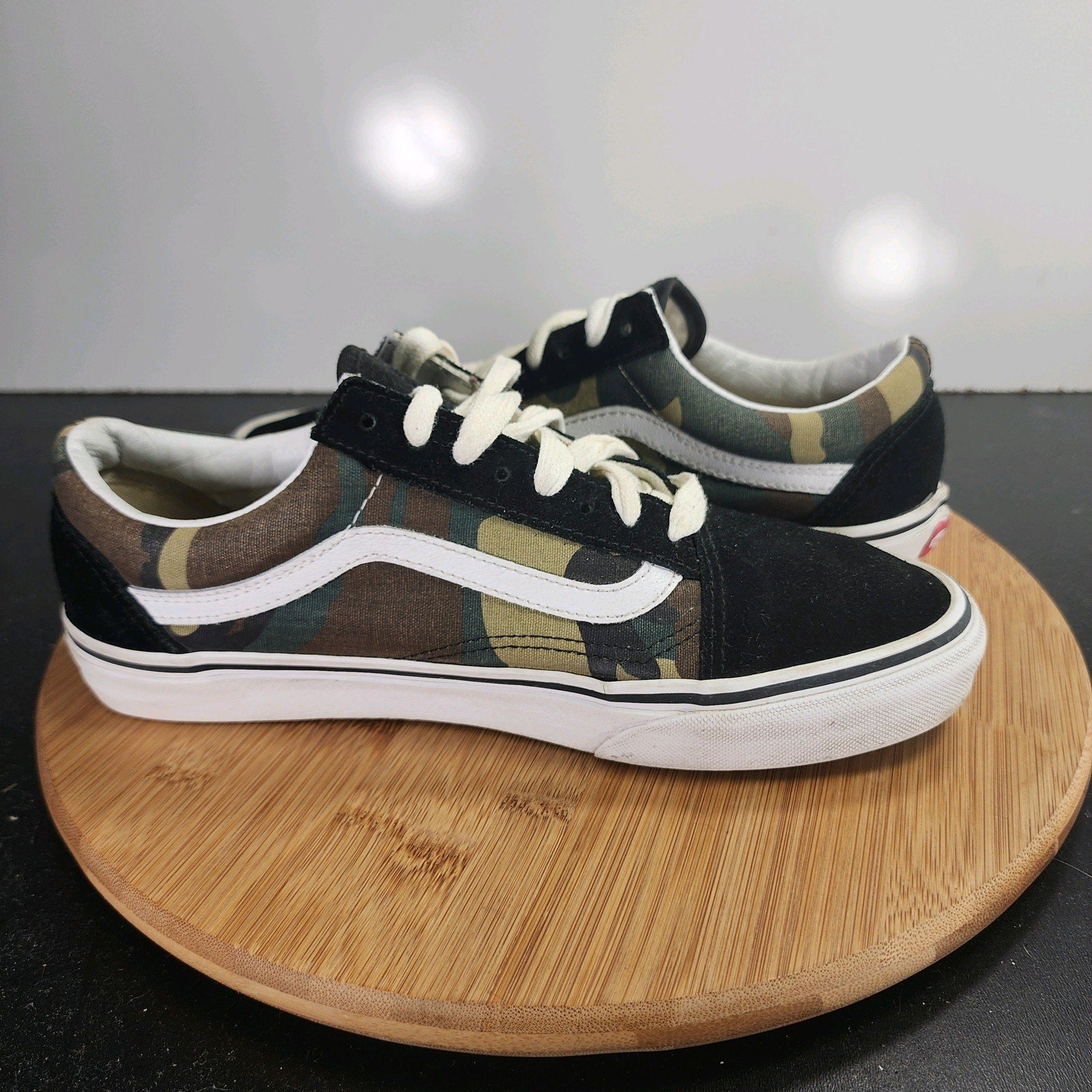 Mens VANS Old Skool Sz 8 009957 Black Canvas Camo Skateboarding Sneakers Shoes