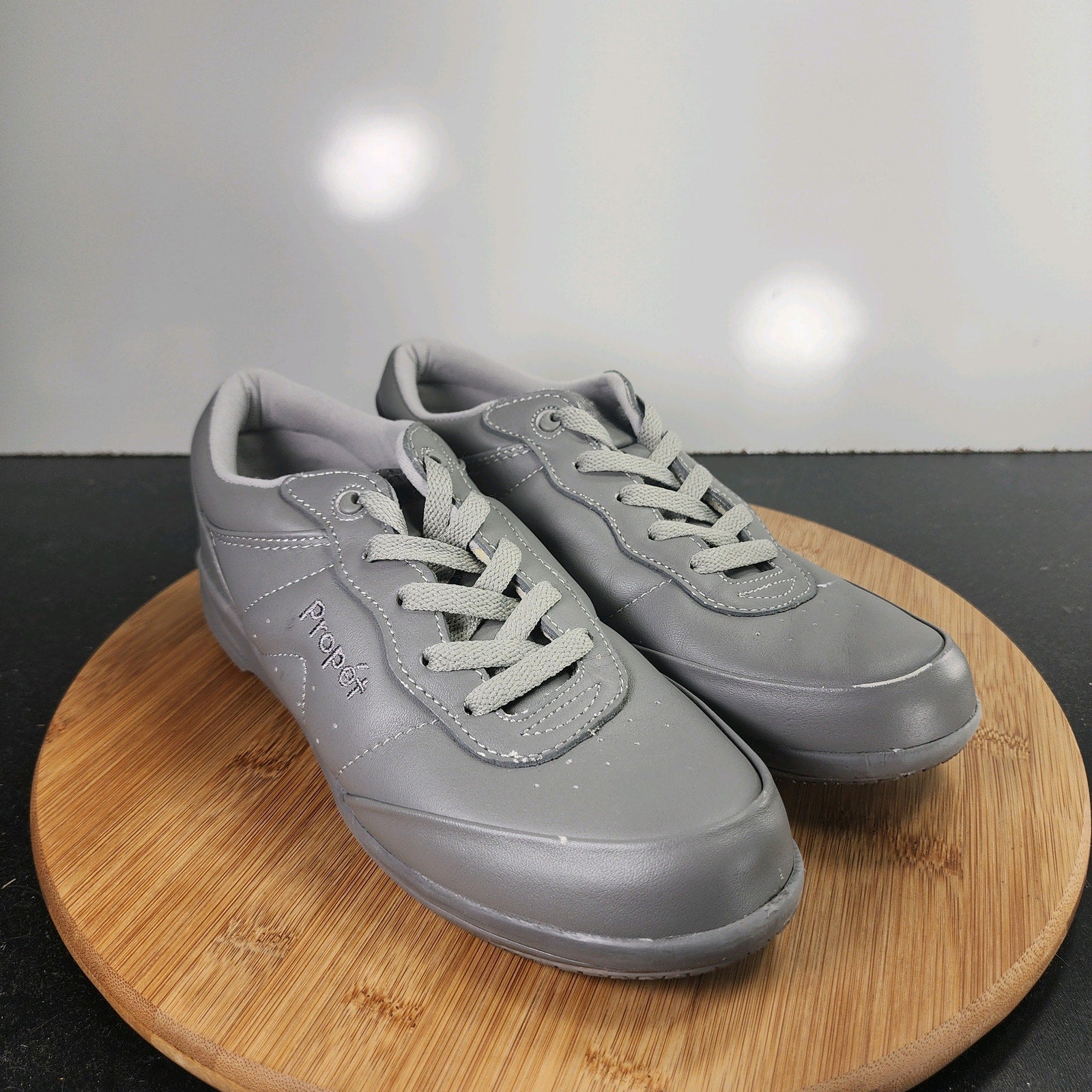 Women's Propet Washable Walkers Sz 9 010174 Grey Leather Walking Sneakers Shoes