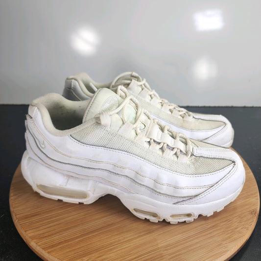 Sz 7Youth Fit 8.5Women's Nike Air Max 95 010046 White Leather Athletic Sneakers