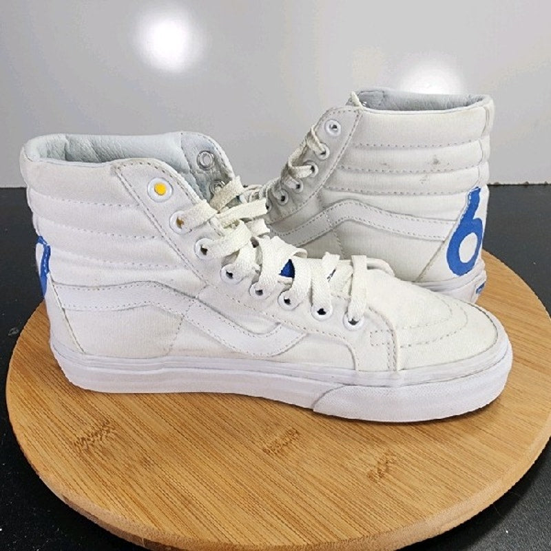 VANS Sk8-High Sz 6.5 Womens 009163 White Blue Skateboarding Sneakers Shoes