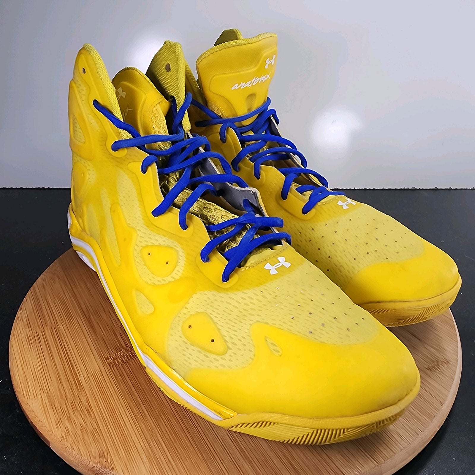 Men's Under Armour Anatomix Sz 16 010209 Yellow Mesh Basketball Sneakers Shoes