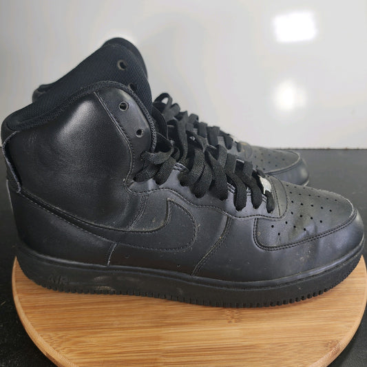 Men's Nike Af1 Air Force 1 Mid Sz 11 010031 Black Leather Basketball Sneakers