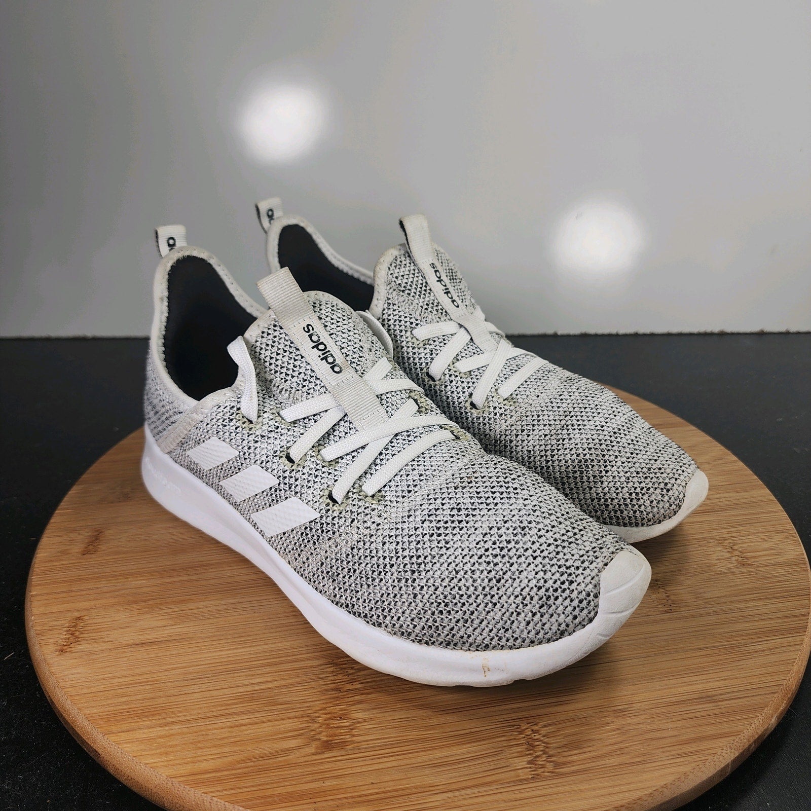 Women's Adidas NMD_R1 Low Sz 6.5 010190 White Gray Mesh Running Walking Sneakers