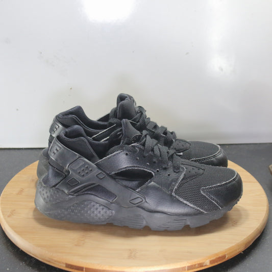 Nike Air Huarache Run Sz 5.5youth=7womens 008308 Triple Black Athletic Sneakers