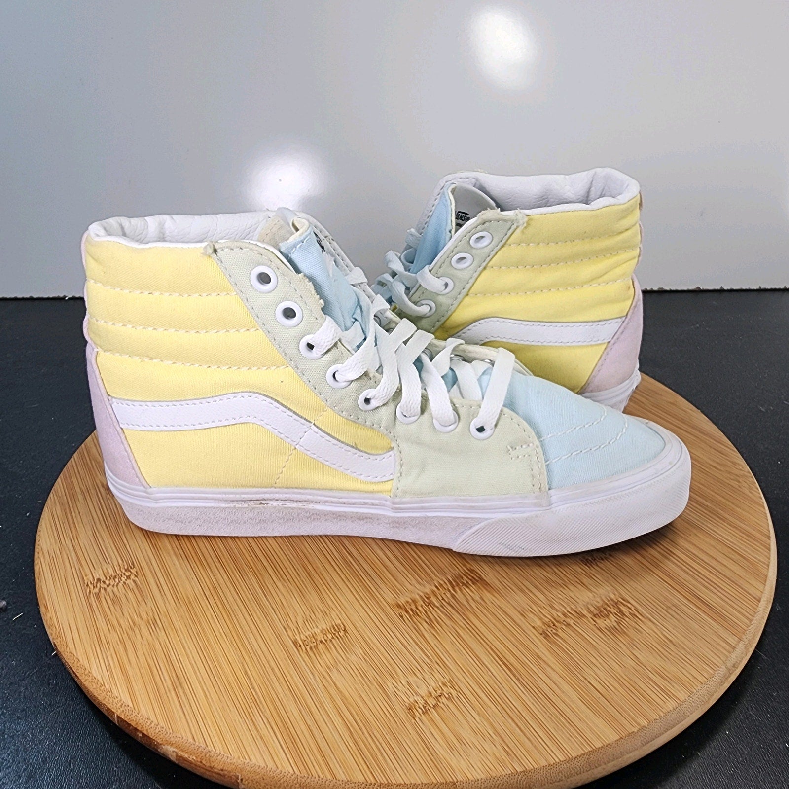 Women's Vans Sk8-Hi Sz 8 010288 Yellow Blue Canvas Skateboarding Sneakers Shoes