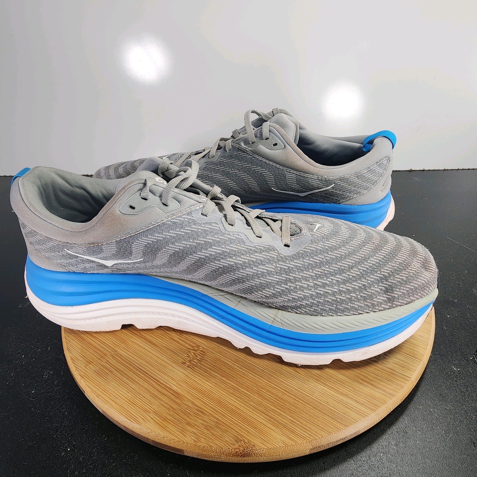 Hoka One One Gaviota 5 Wide Sz 14 Men's 009632 Gray Knit Running Sneakers Shoes