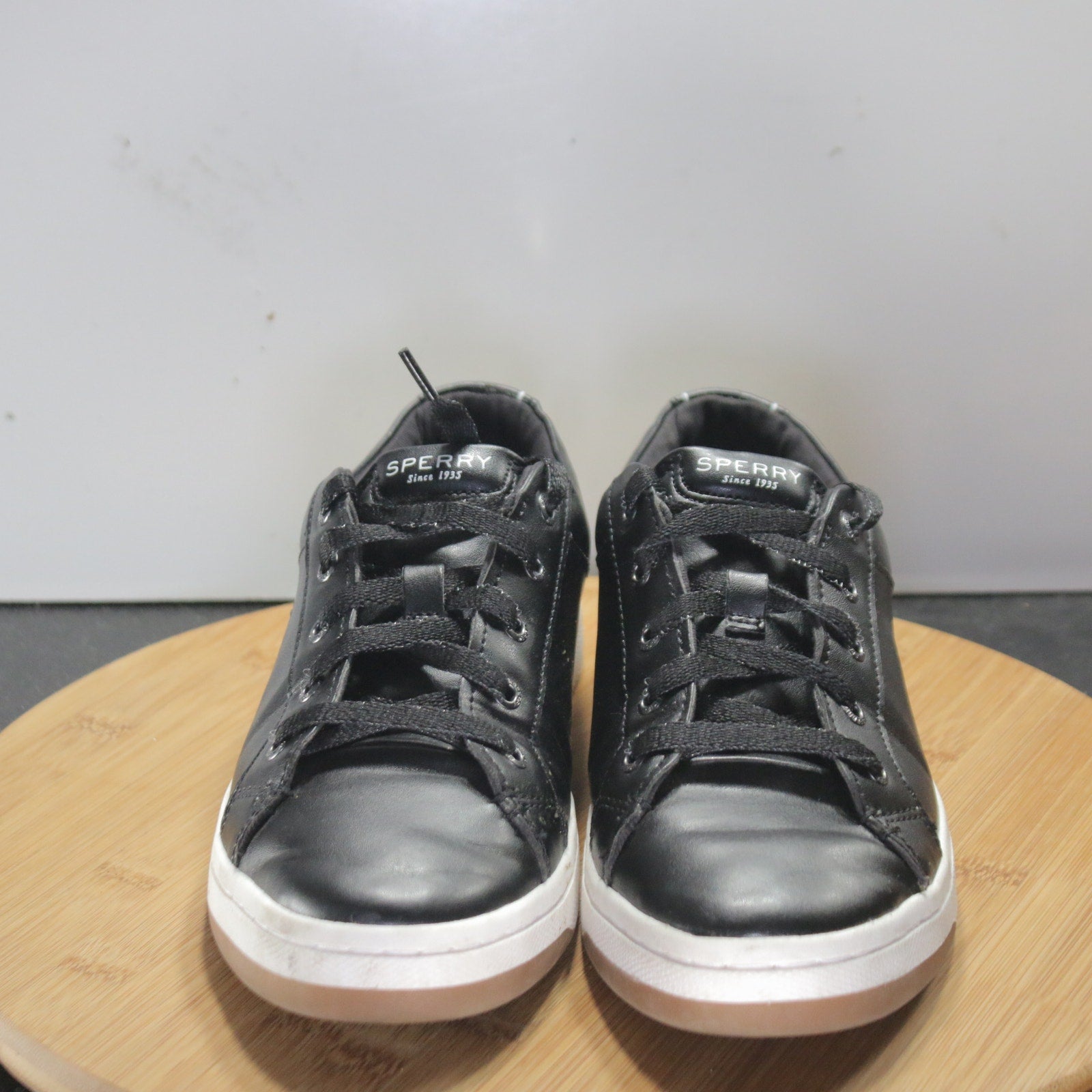 Sperry Top Sider Low Size 8.5 Womens 008478 Black White Leather Casual Sneakers