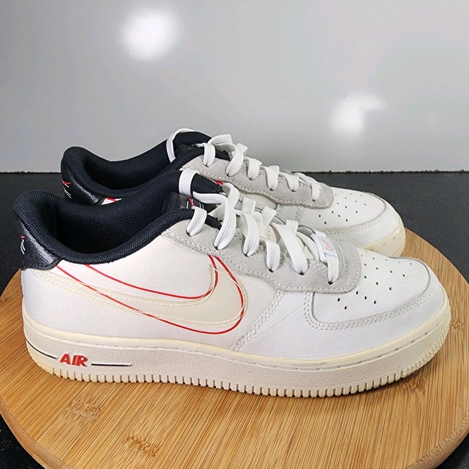 Sz 5.5Youth Fit 7Womens Nike Af1 Air Force1 010243 White Leather Casual Sneakers