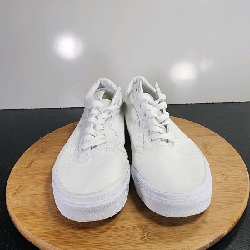 VANS Old Skool Low Sz 10Womens 009235 Triple White Canvas Skating Sneakers Shoes