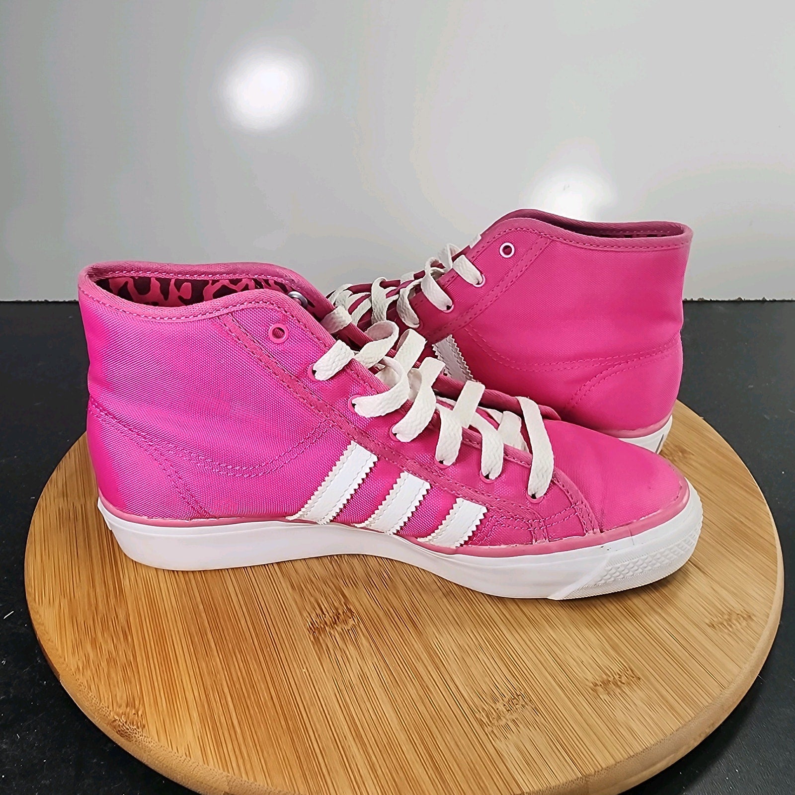 Sz 5 Youth Fit 6.5Women's Adidas Nizza Mid 010271 Pink Canvas Casual Sneakers