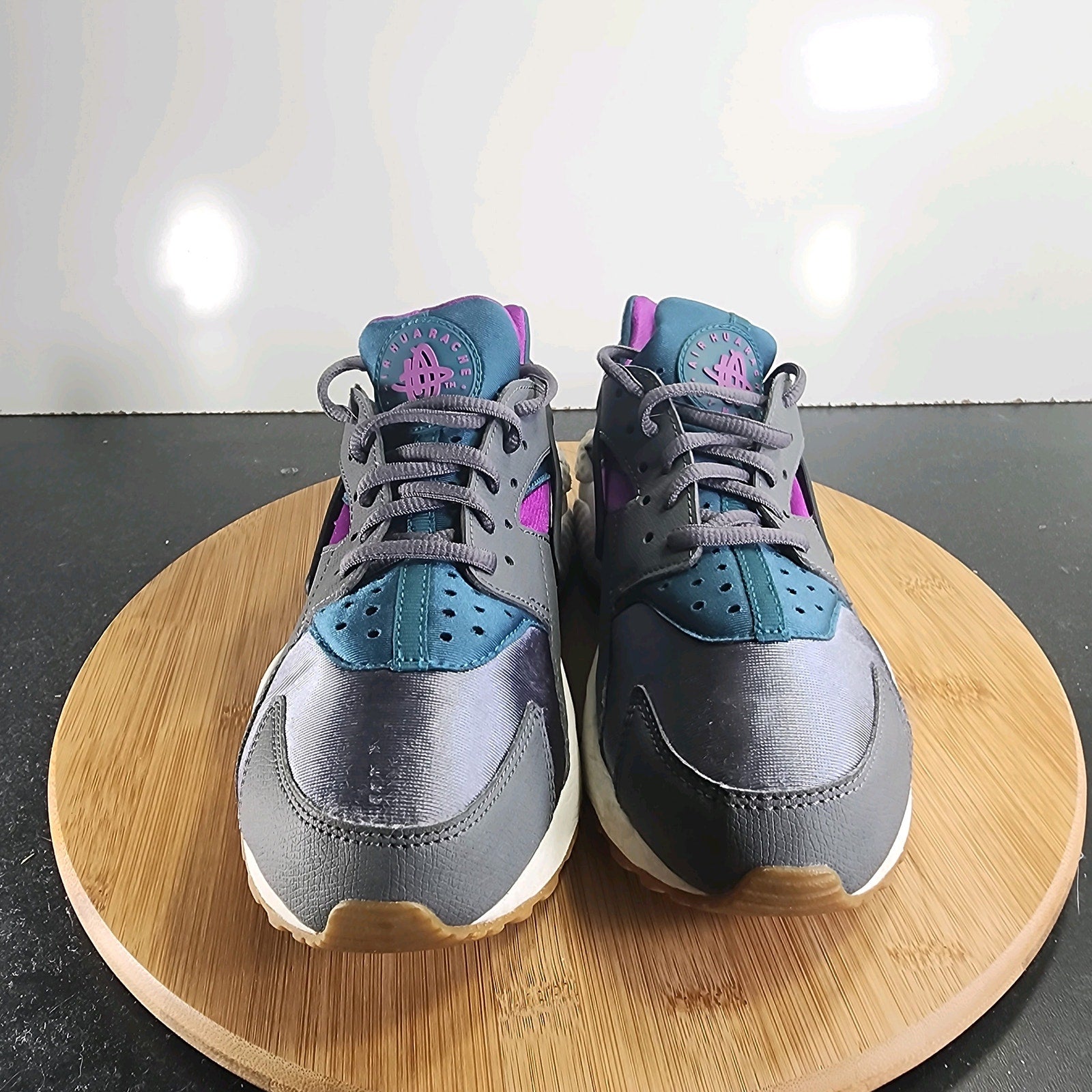 Women's Nike Air Huarache Run Sz 8 010122 Grey Teal Mesh Running Training Shoes