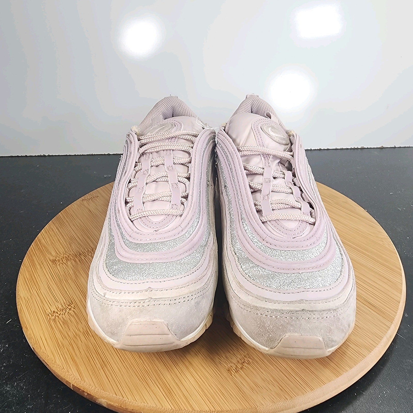 Womens Nike Air Max 97 Sz 9.5 010123 Pink Silver Leather Running Casual Sneakers