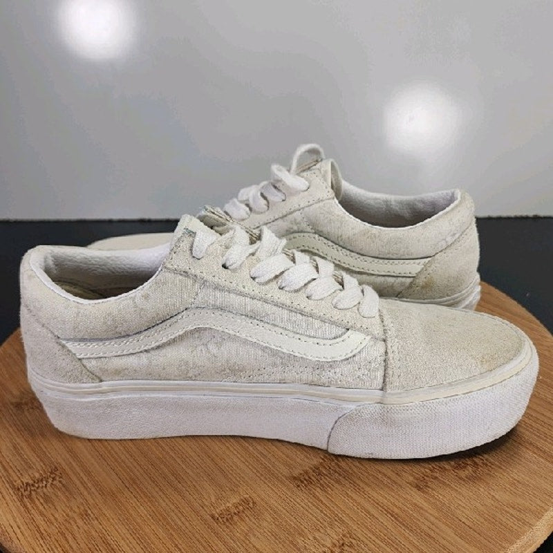 VANS Old Skool Low Sz 7 Womens 008948 Cream White Skateboarding Sneakers Shoes