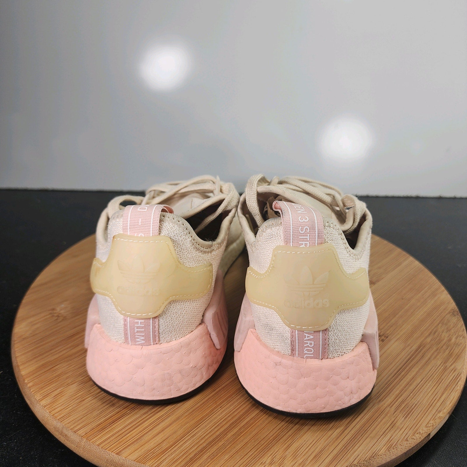 Womens Adidas NMD_R1 Low Sz 7.5 010158 Beige Pink Mesh Running Training Sneakers