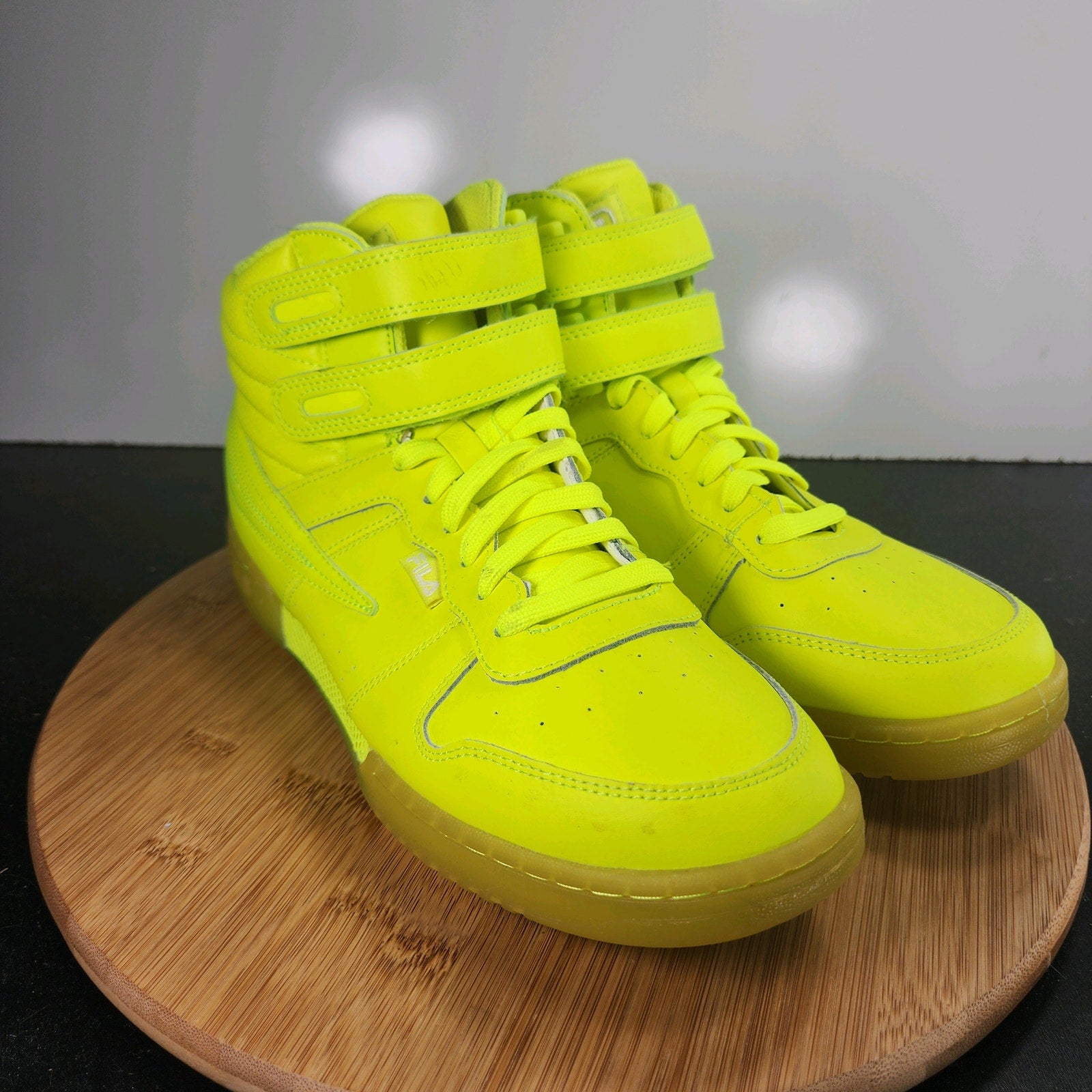 Women's Reebok Classic Mid Sz 11 010160 Neon Yellow Leather Basketball Sneakers