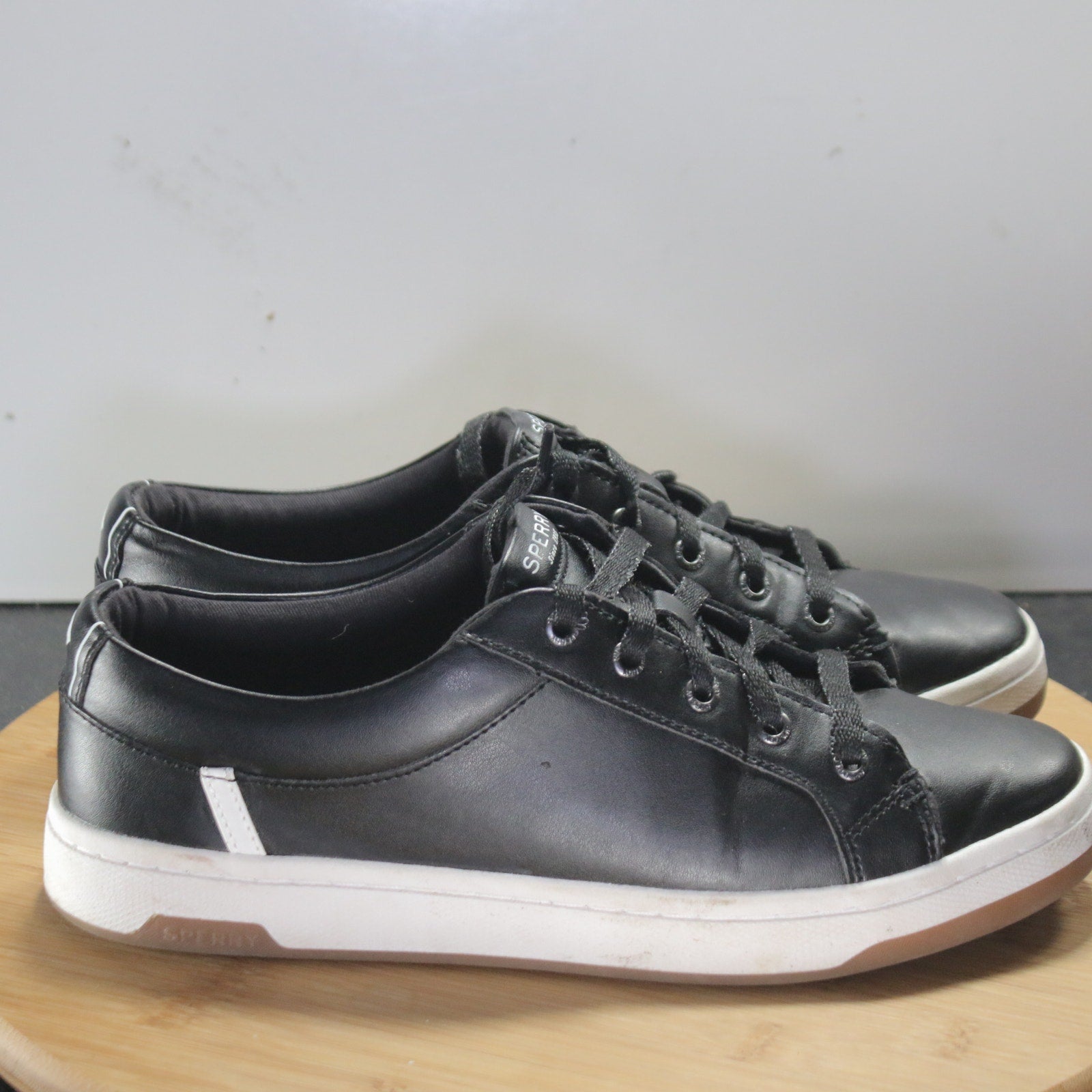 Sperry Top Sider Low Size 8.5 Womens 008478 Black White Leather Casual Sneakers