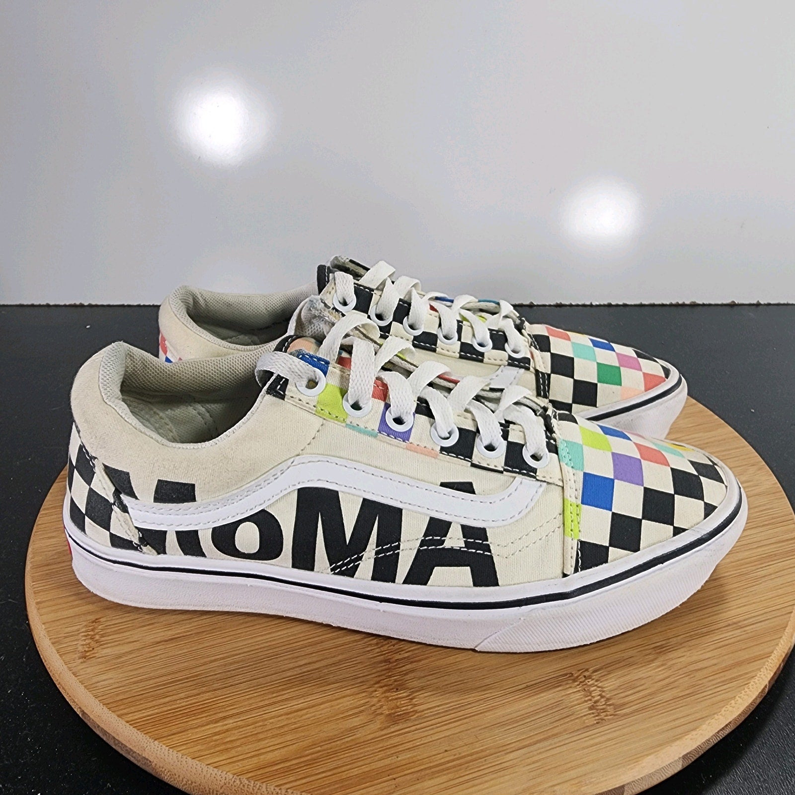 VANS MoMA Old Skool Sz 7.5 Womens 009481 Black White Canvas Skating Sneakers