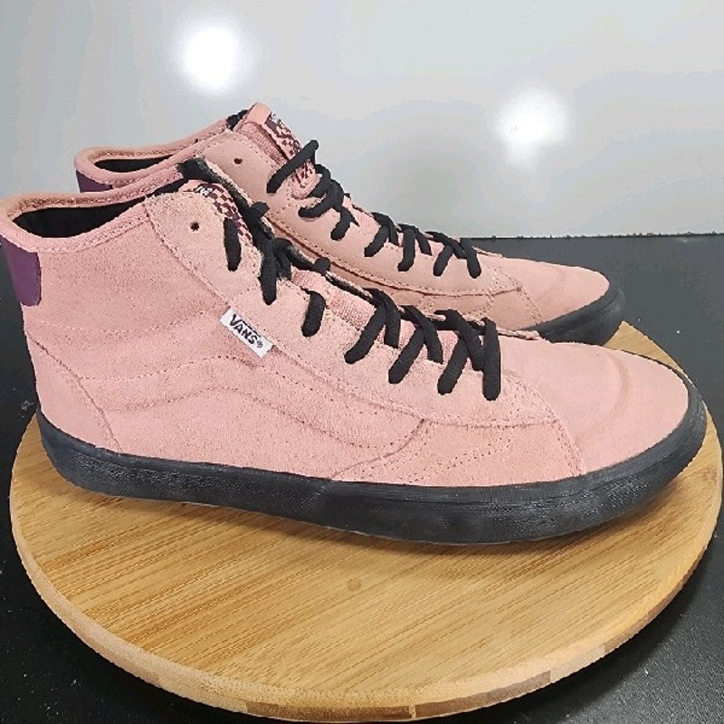 VANS The Lizzie Hi Sz 10.5 Womens 009099 Pink Black Suede Skating Sneakers Shoes