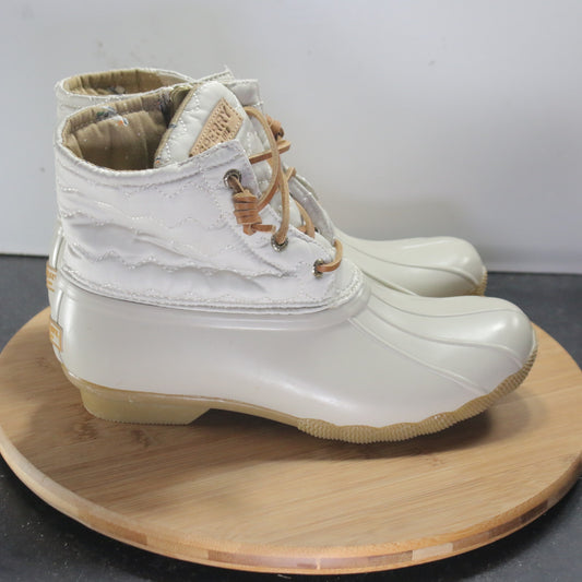 Sperry Top Sider Saltwater Size 8 Womens 008593 White Duck Rain Ankle Boots