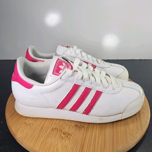 Womens Adidas Gazelle Low Sz 9 010200 White Pink Leather Casual Walking Sneakers