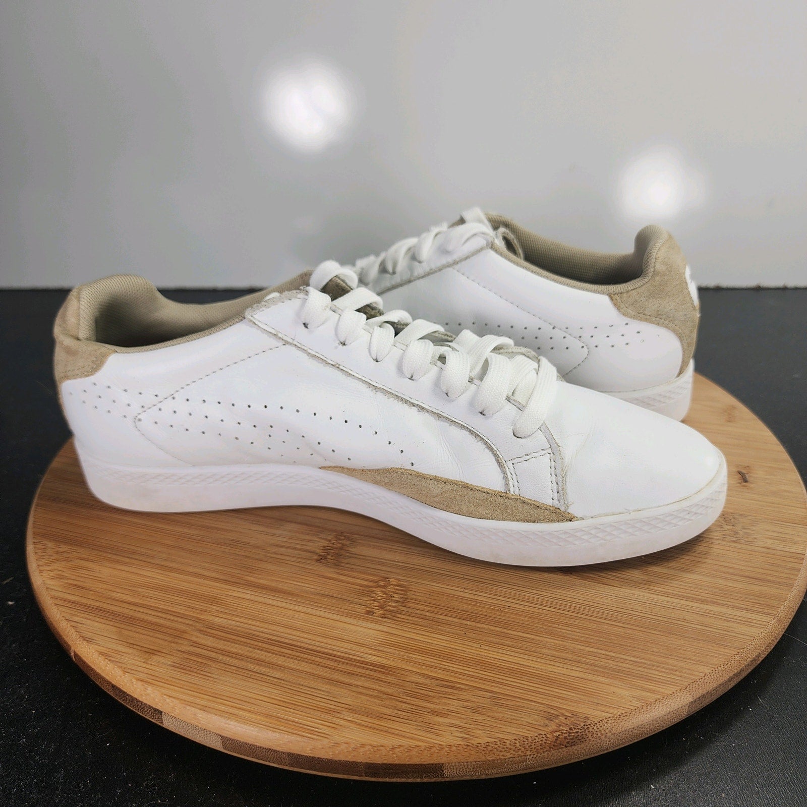 Women's PUMA Match Low Sz 8.5 009956 White Leather Running Casual Sneakers Shoes