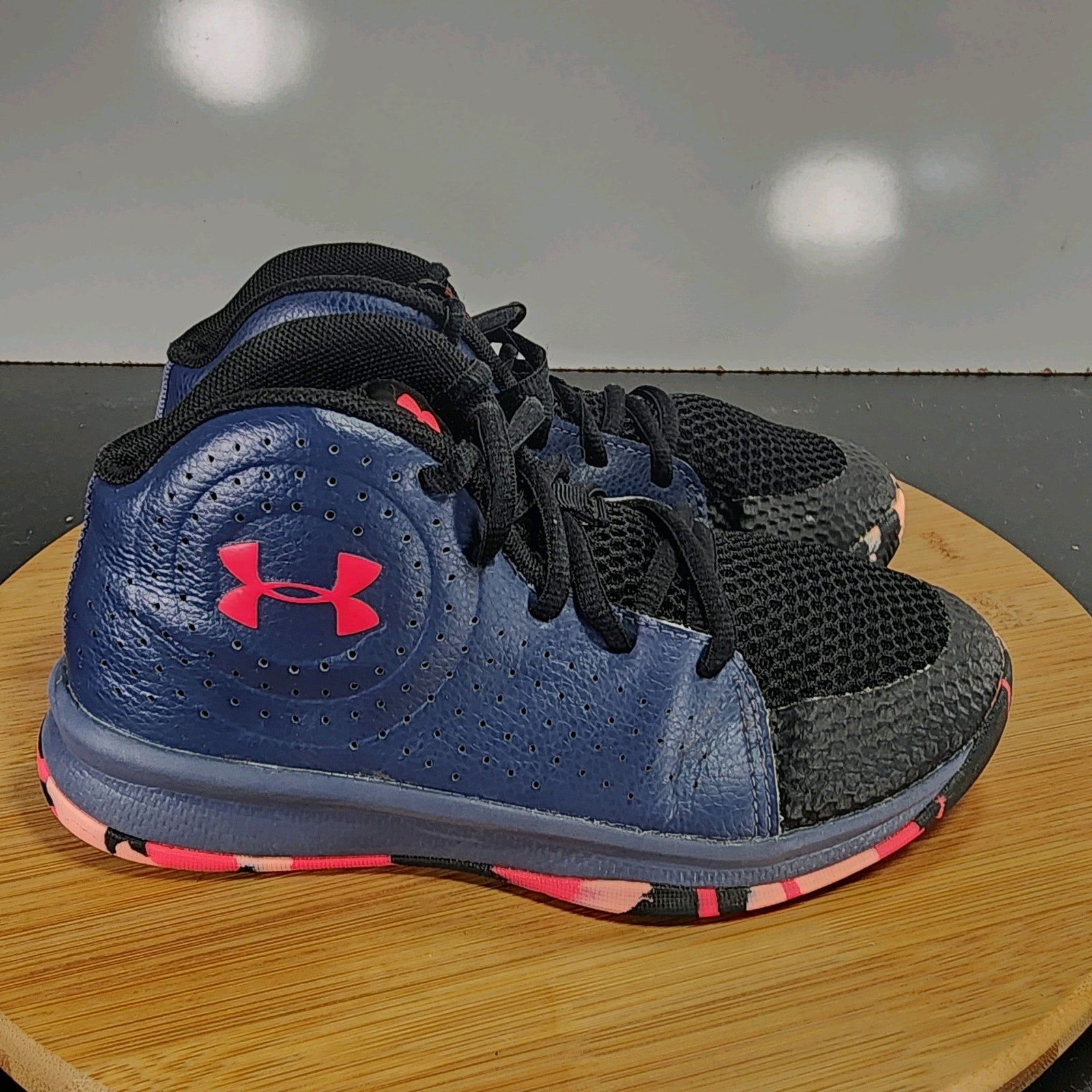 Under Armour Jet Mid Sz 2 Big Kids 009359 Blue Black Basketball Sneakers Shoes