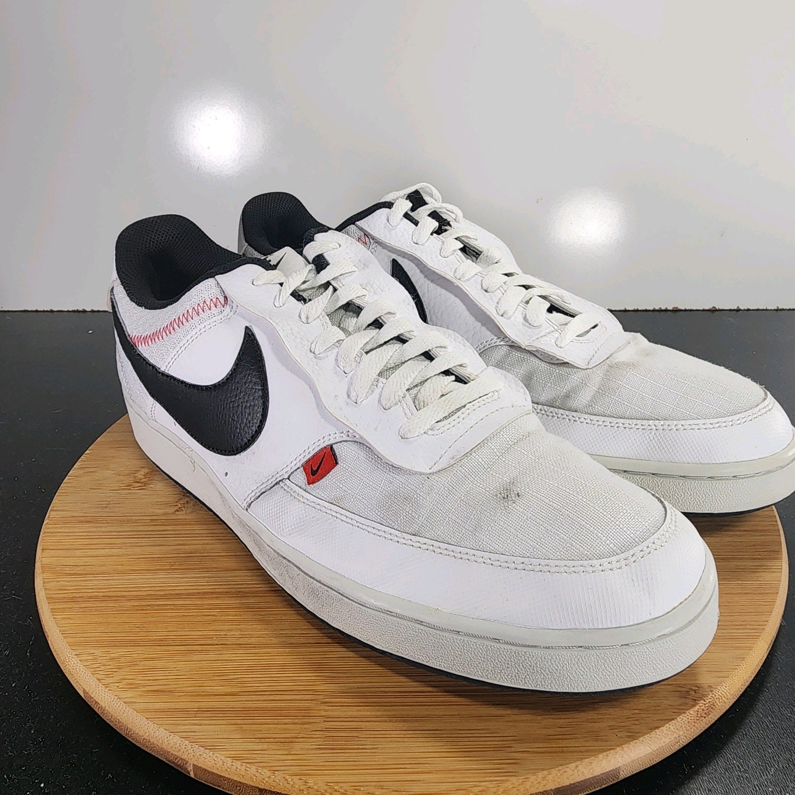 Nike Court Vision Premium Sz 13Mens 009463 White Black Running Athletic Sneakers