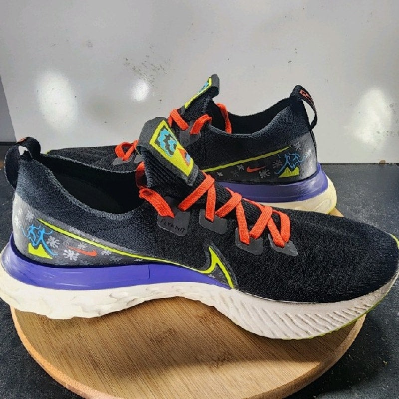 Nike React Infinity Run Sz 12.5Mens 008887 Black Bright Cactus Running Sneakers