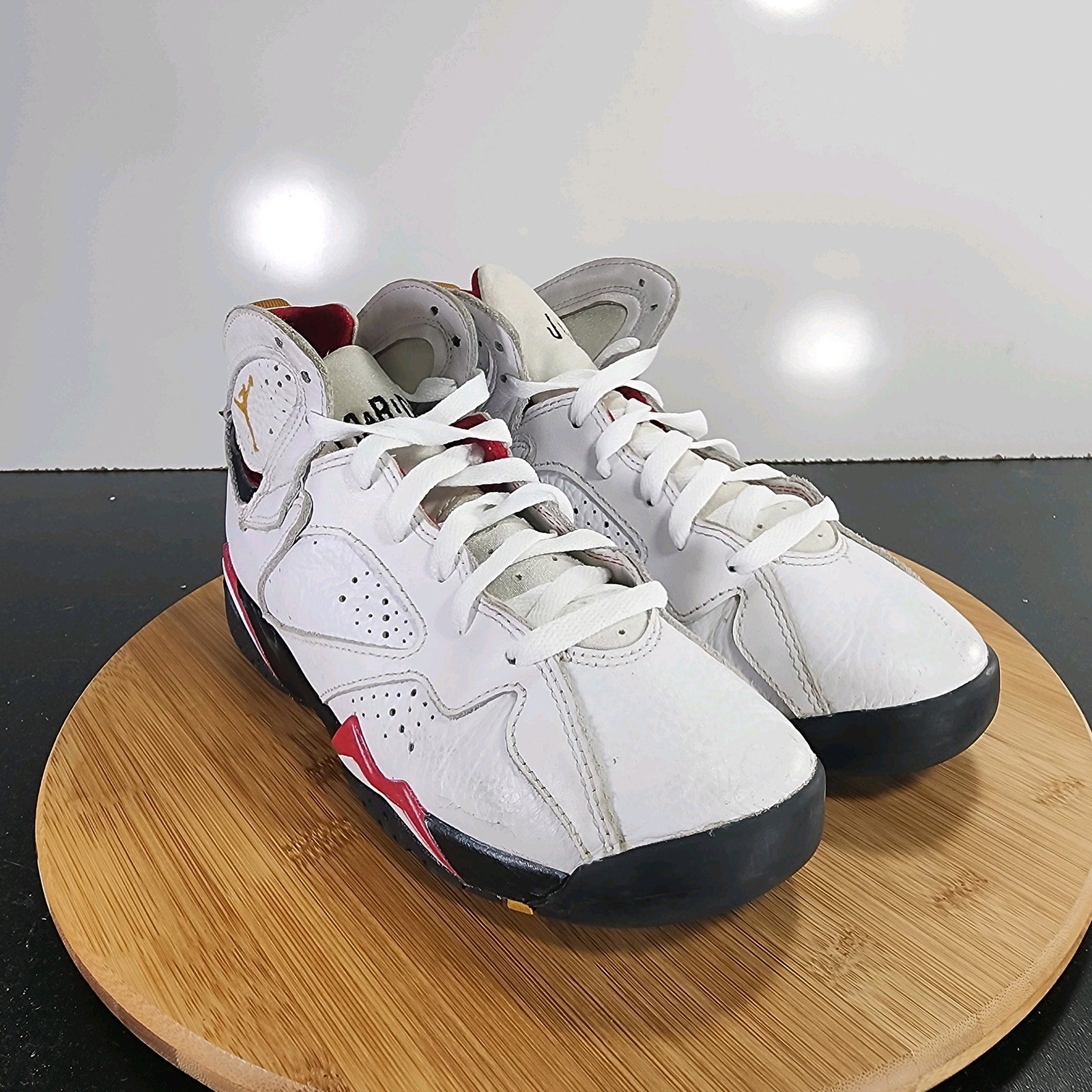 Air Jordan 7 Retro 5.5 Youth=6.5Womens 009537 White Leather Basketball Sneakers