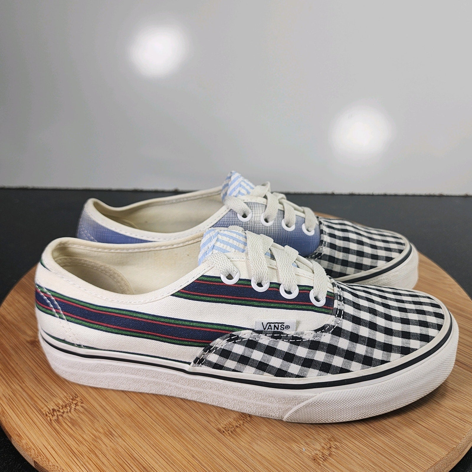 Womens Vans Old Skool Low Sz 6.5 010157 Blue Black Canvas Skateboarding Sneakers