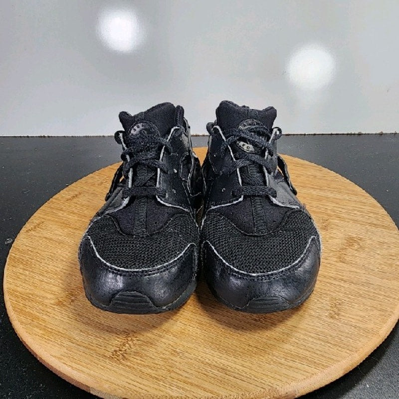 Nike Air Huarache Run Low Sz 3 Big Kids 009203 Triple Black Athletic Sneakers